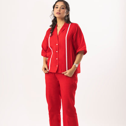 Venus Linen Pants in Red