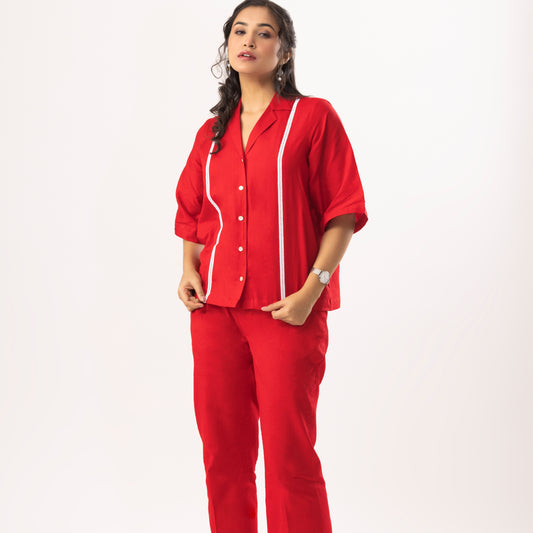 Venus Linen Pants in Red