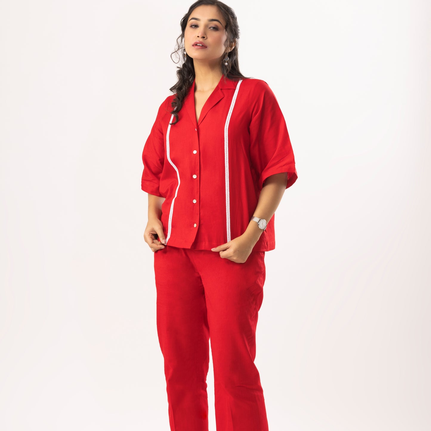 Venus Linen Shirt in Red