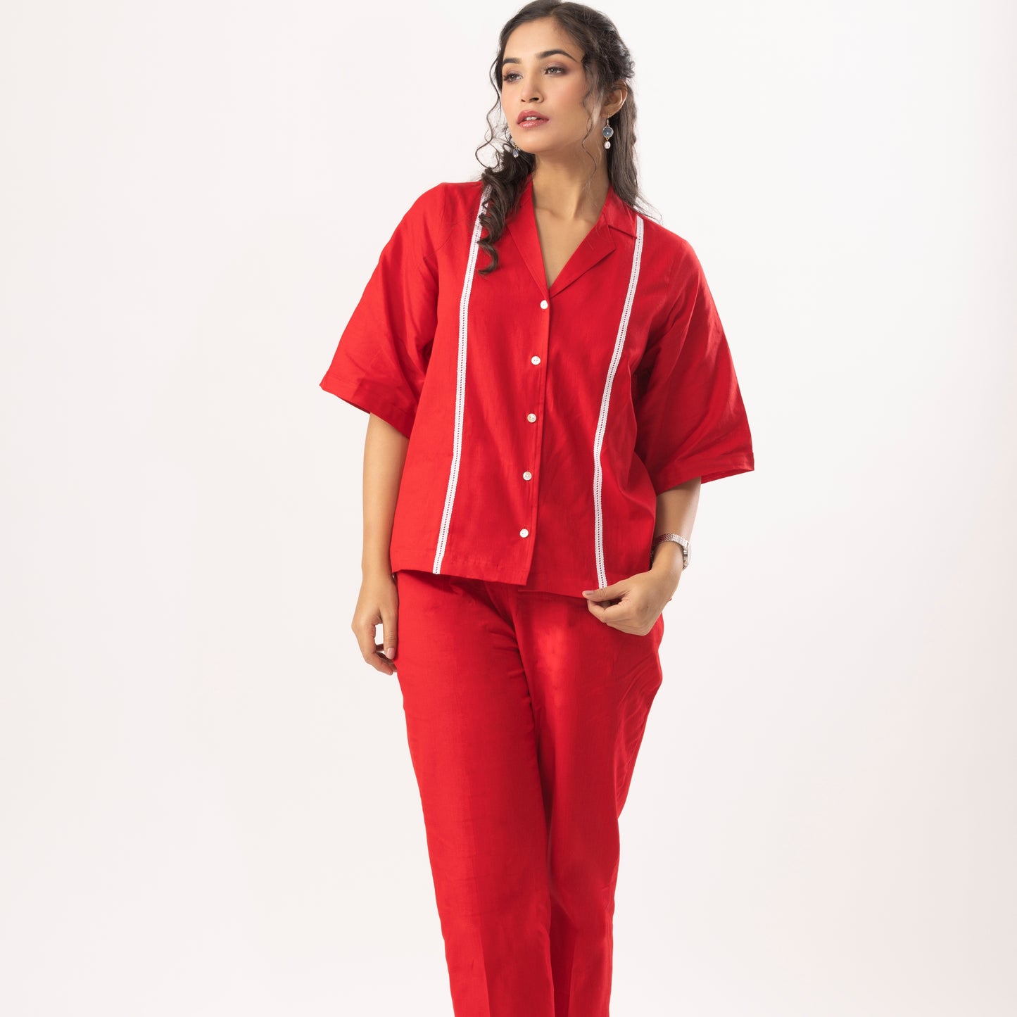 Venus Linen Pants in Red