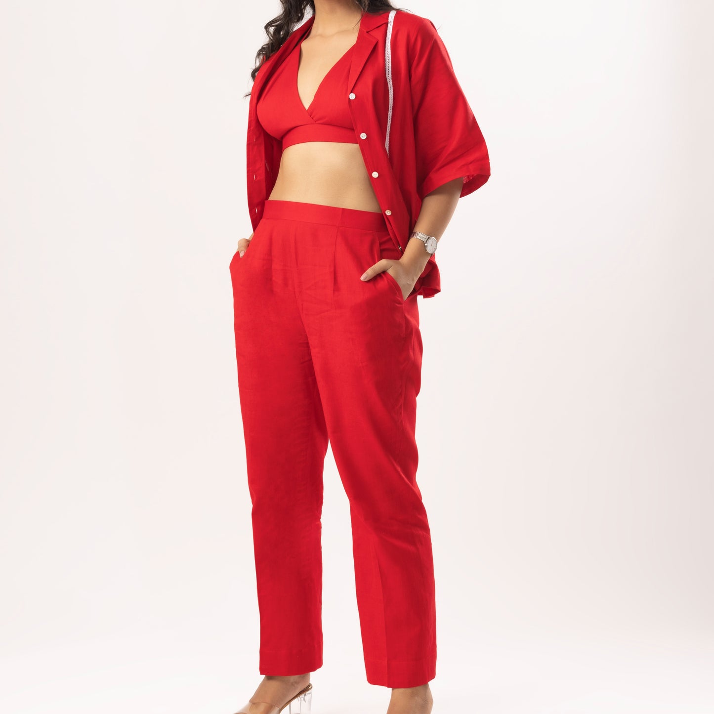 Venus Linen Set in Red