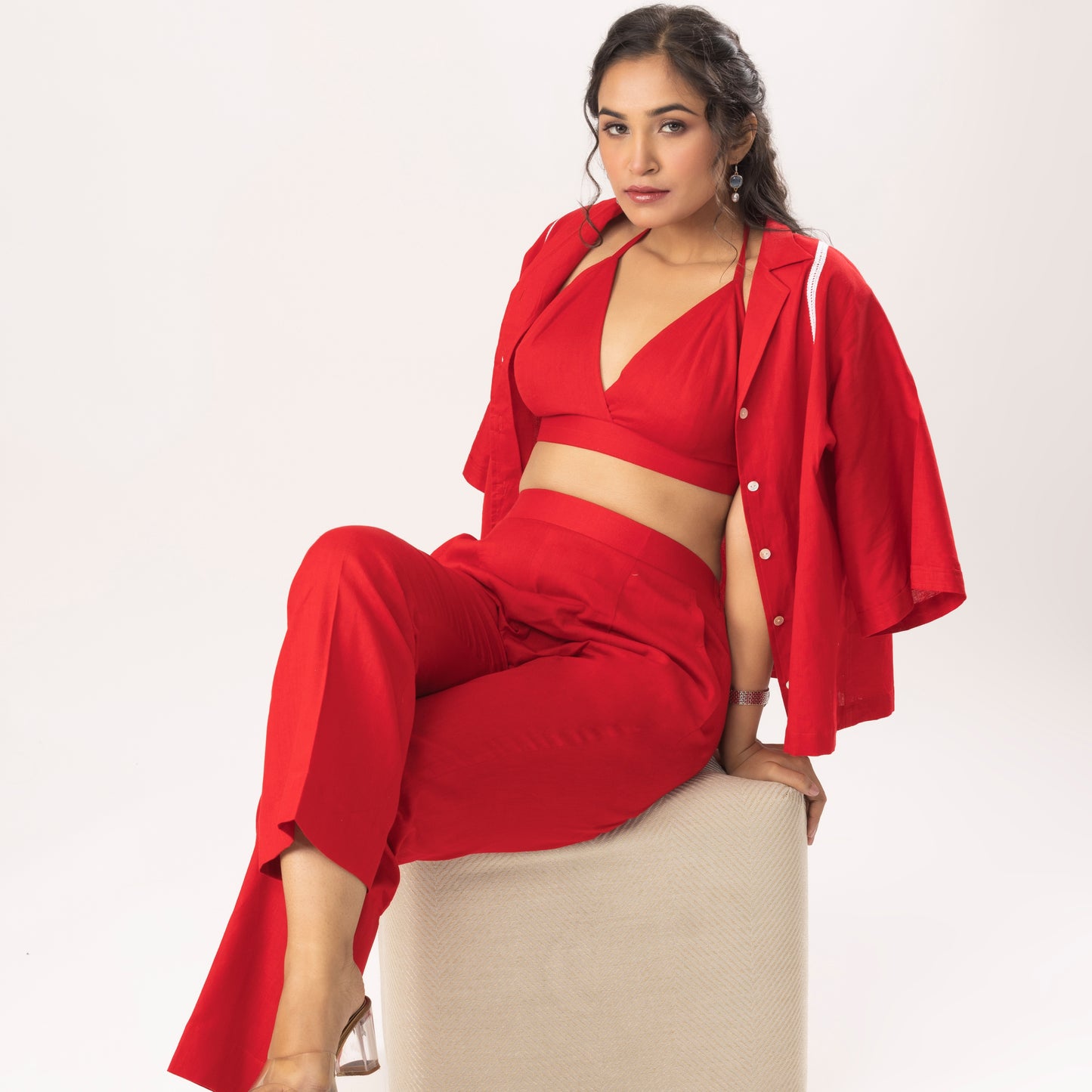 Venus Linen Set in Red