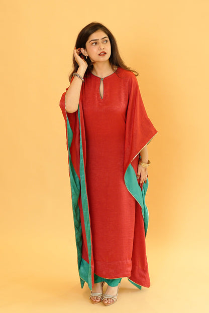 Noor Kaftan Set - Red